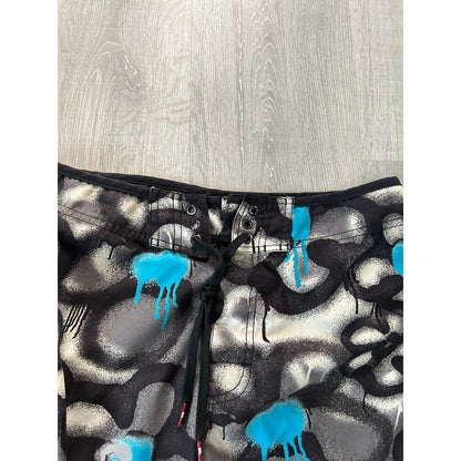 Quiksilver shorts black Y2K vintage fullprint graffiti surf