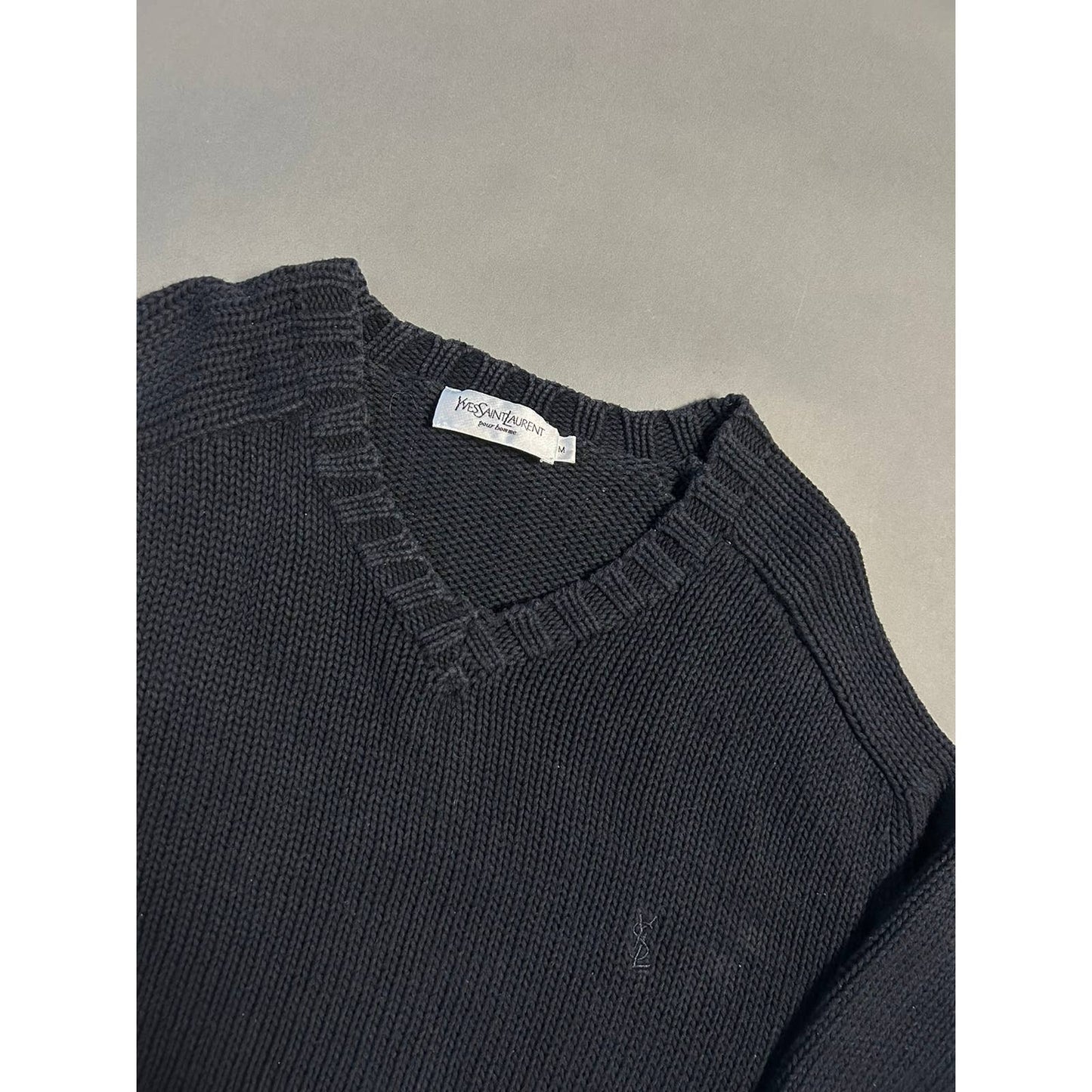Yves Saint Laurent sweater navy vintage small logo YSL 90s