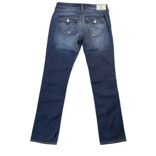 True Religion vintage navy jeans stitching Y2K distressed