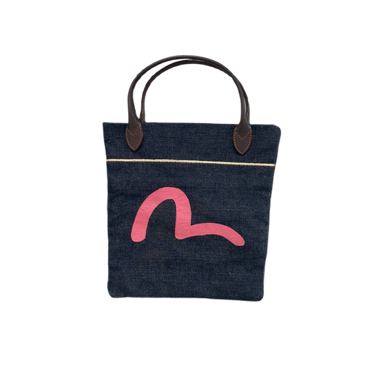Evisu bag navy big Pink logo seagull selvedge