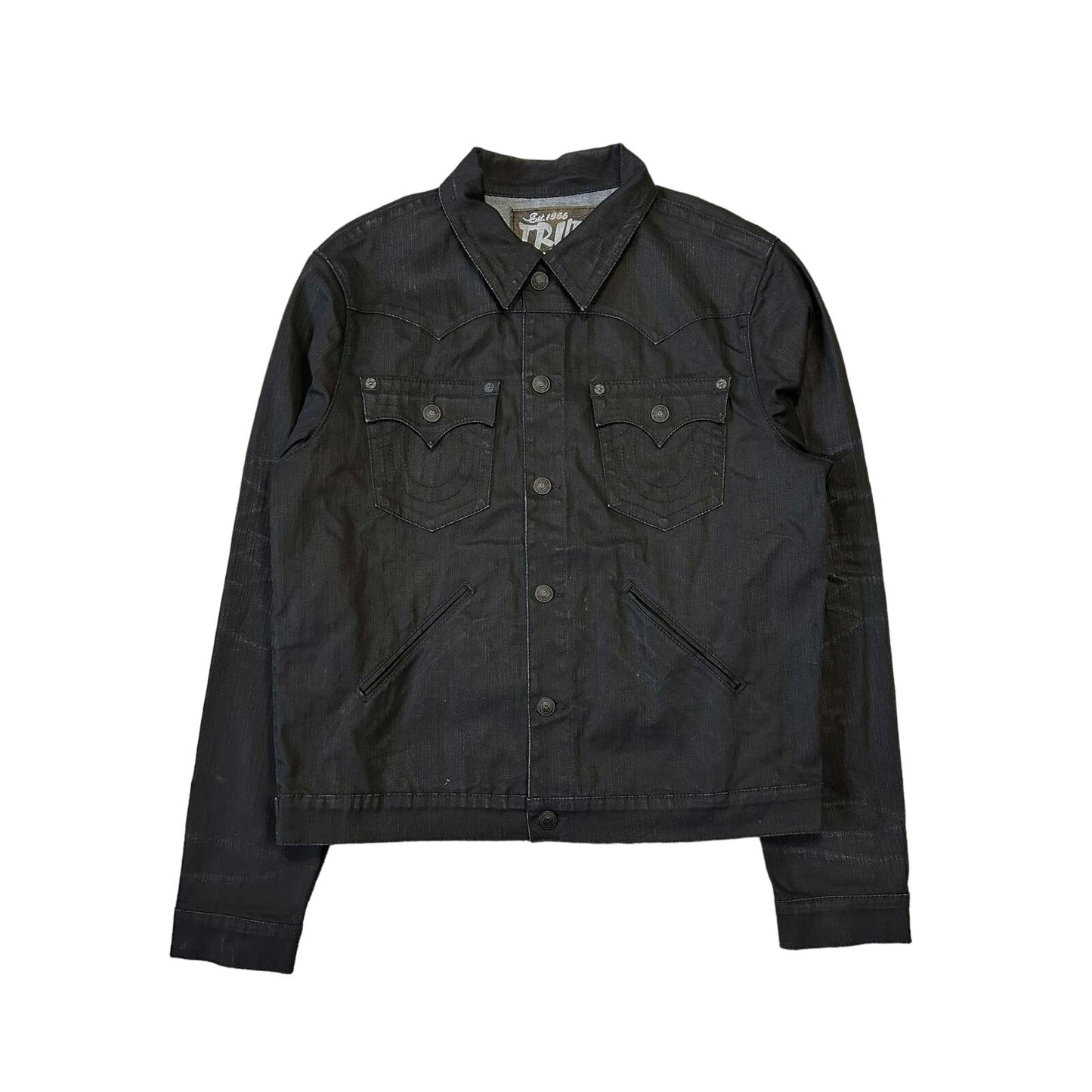 True Religion denim jacket black vintage Y2K