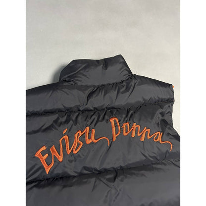 Evisu Donna vintage reversible puffer vest orange black