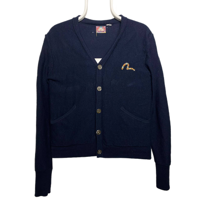 Evisu vintage navy cardigan sweater small logo