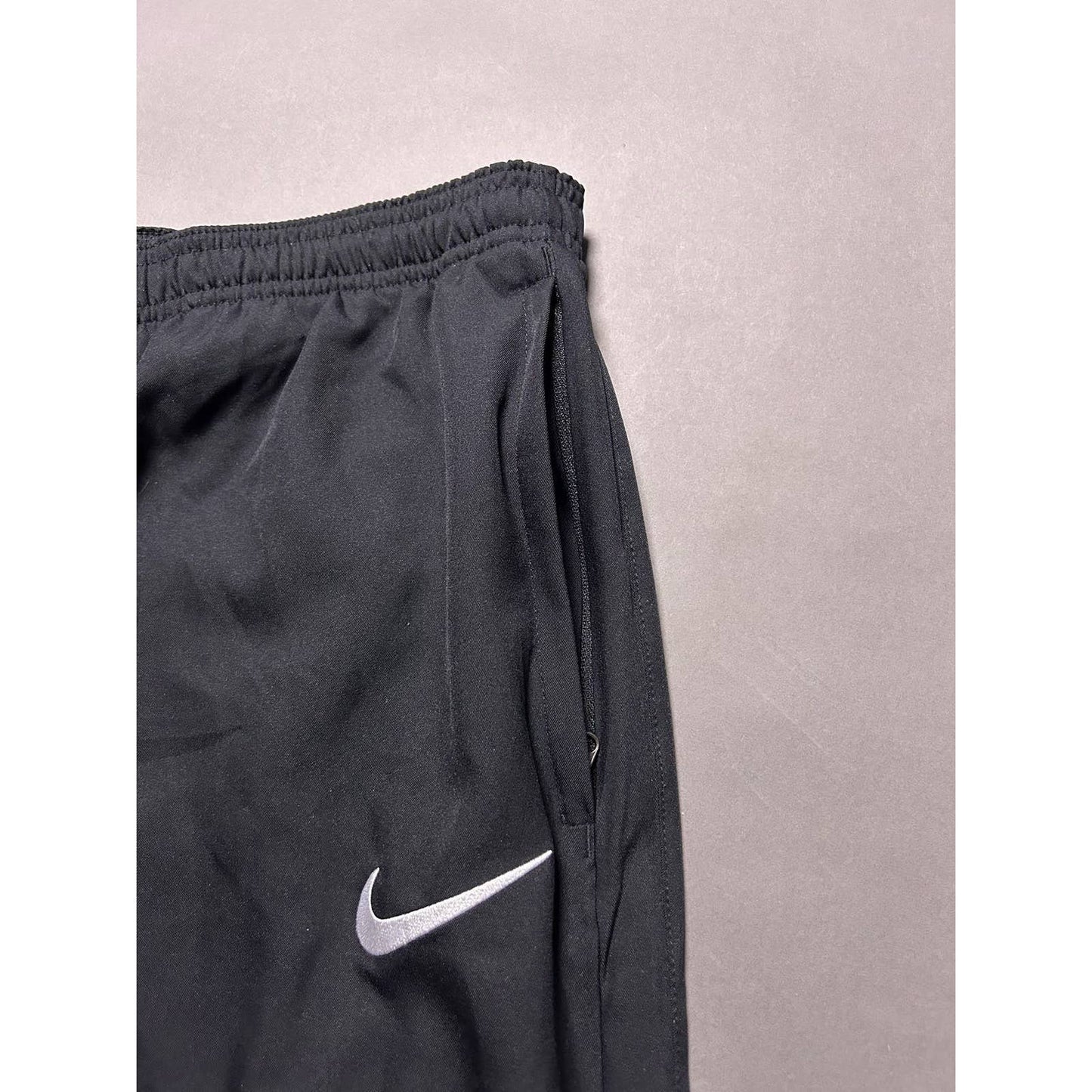 Nike black nylon track pants small swoosh drill Y2K