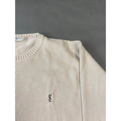 Yves Saint Laurent sweater beige vintage small logo YSL 90s