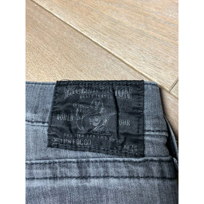 True Religion vintage grey jeans black thick stitching Y2K