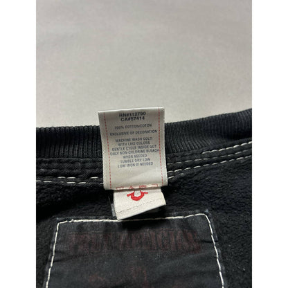 True Religion vintage black sweatshirt fat stitching Y2K