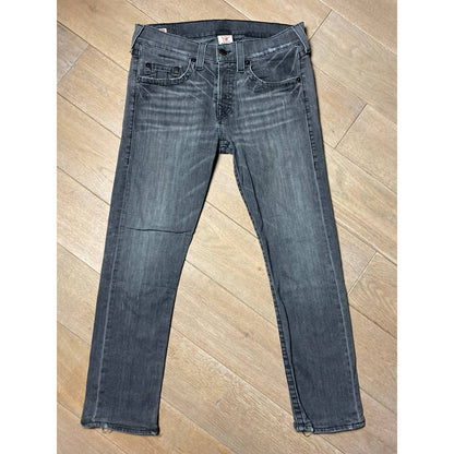 True Religion vintage grey jeans black thick stitching Y2K