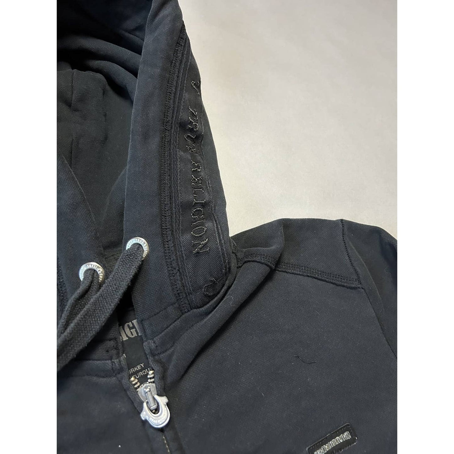 True Religion zip hoodie vintage black Y2K