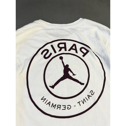 PSG Jordan white long sleeve T-shirt big logo Paris