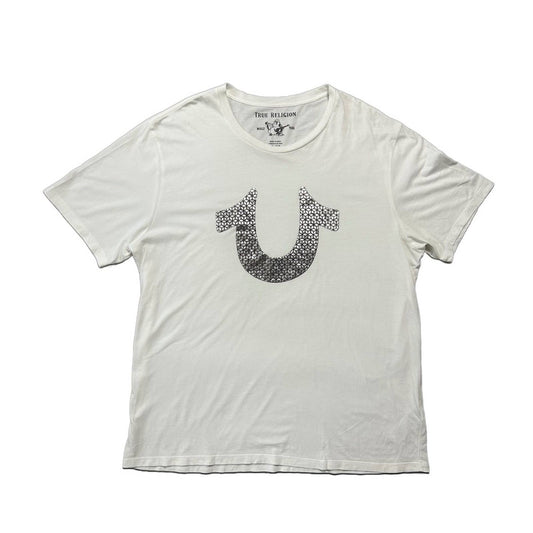 True Religion disco white T-shirt big logo