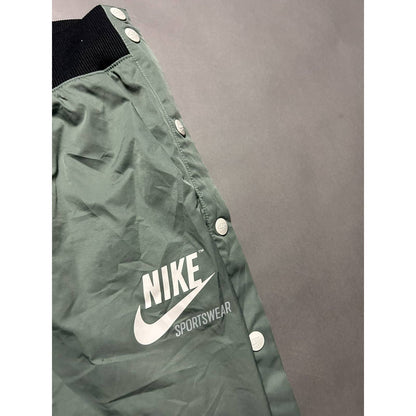 Nike vintage green nylon track pants button up drill Y2K