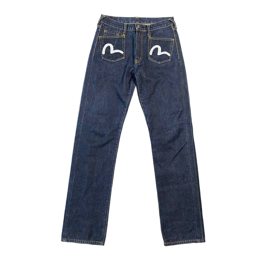 Evisu jeans front logo vintage navy denim pants rare