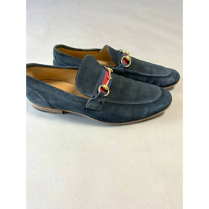 Gucci loafers horsebit black suede shoes low