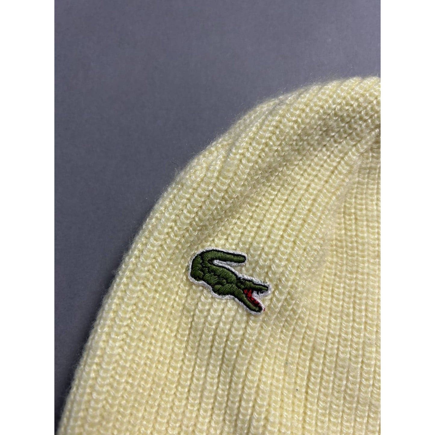 Vintage Lacoste Beanie Hat Made in France yellow