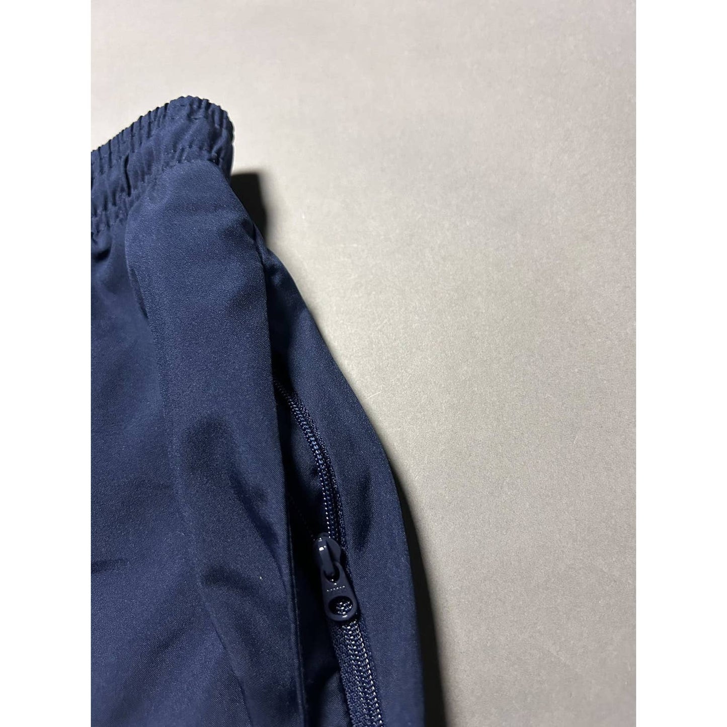 Nike navy nylon track pants small swoosh drill Y2K