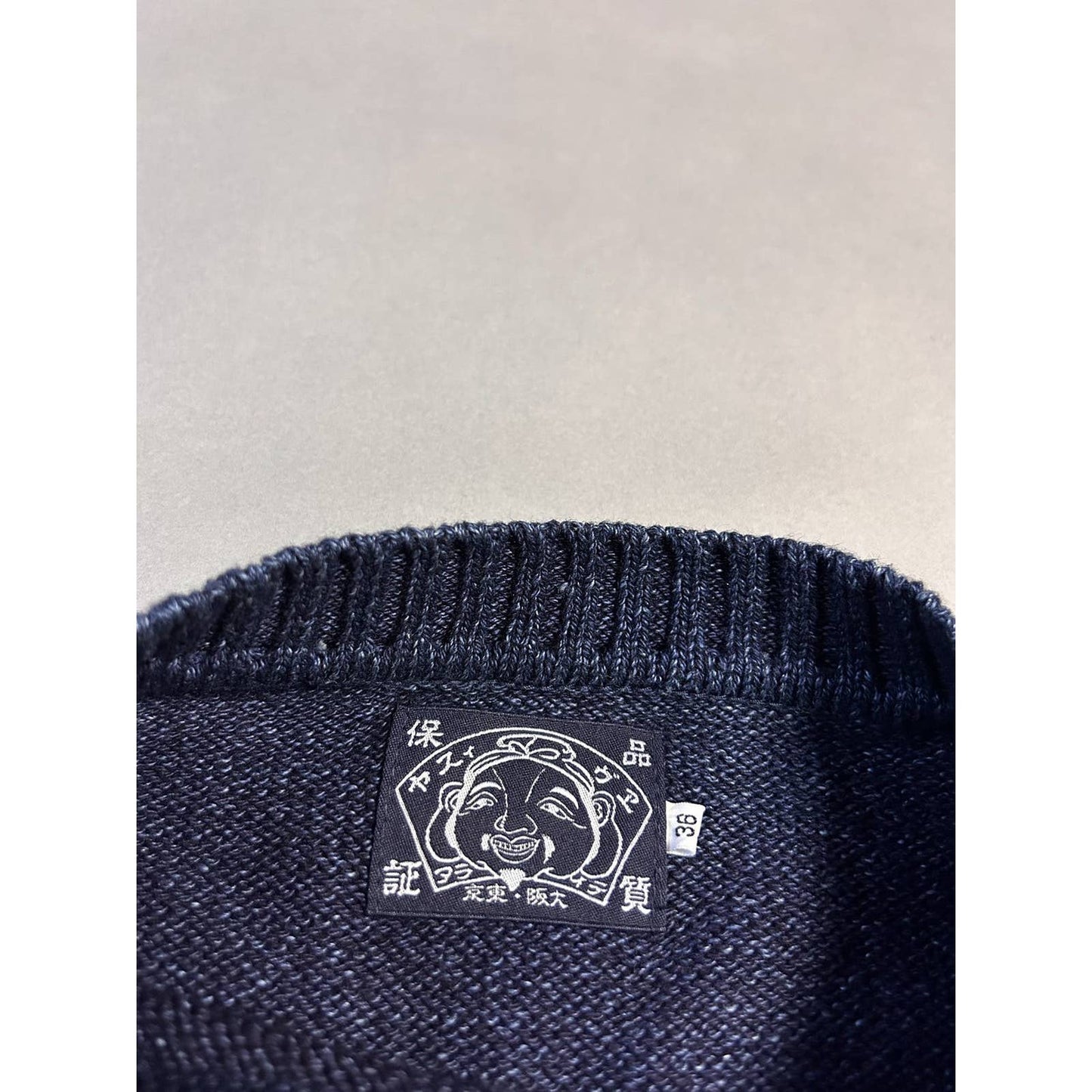 Evisu sweater big logo navy knit spell out vintage