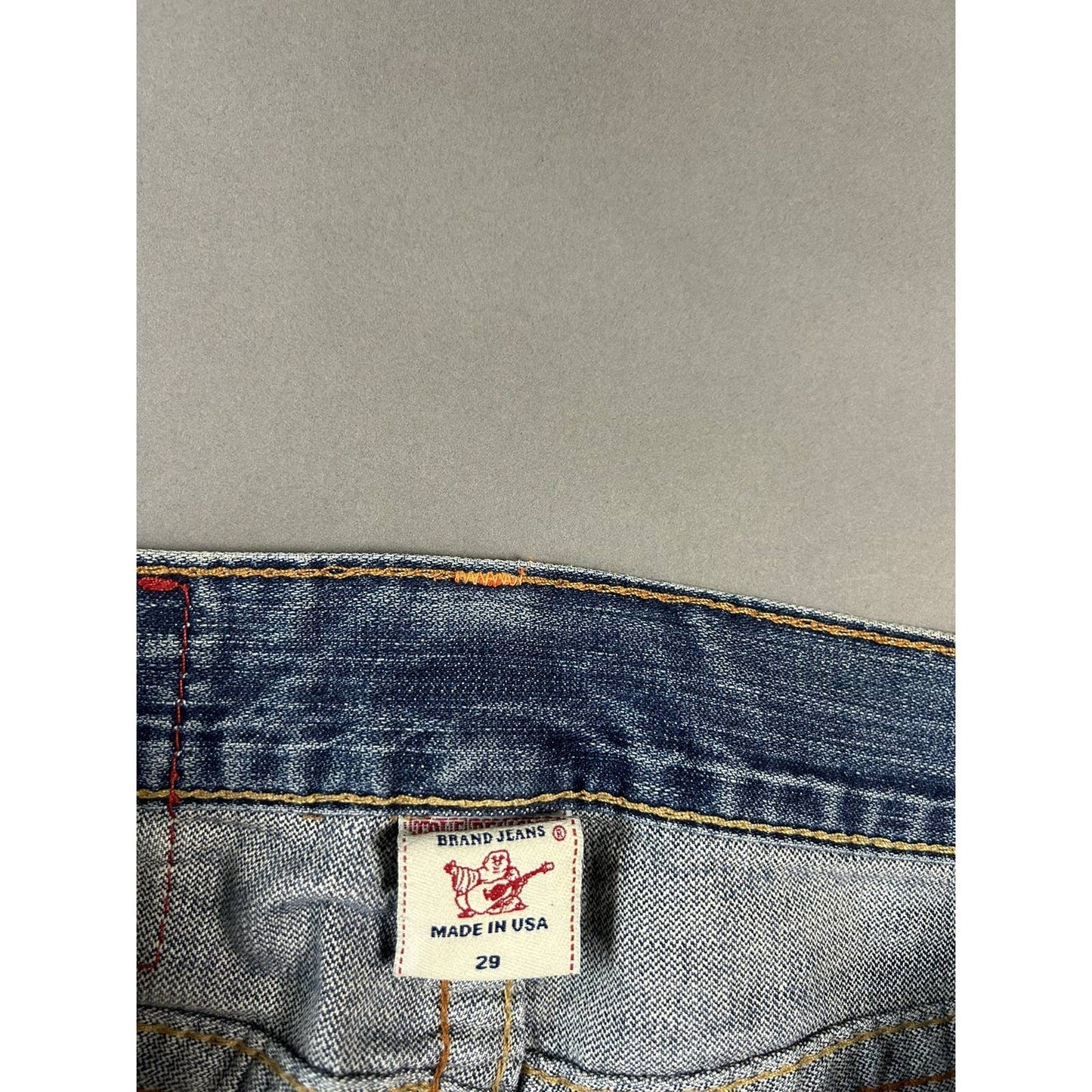 True Religion vintage blue jeans rainbow thick stitching Y2K