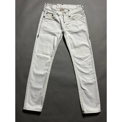 True Religion vintage white jeans denim black stitching