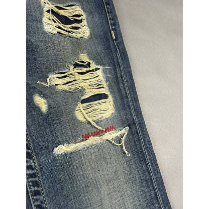 True Religion vintage navy jeans straight Y2K distressed