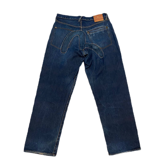 Evisu Japan vintage blue jeans denim pants big seagull logo