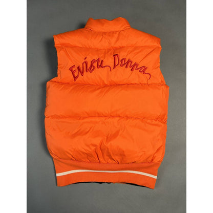 Evisu Donna vintage reversible puffer vest orange black