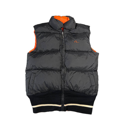 Evisu Donna vintage reversible puffer vest orange black