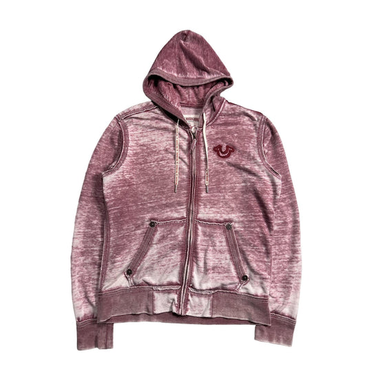 True Religion vintage red zip hoodie thick stitching Y2K