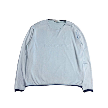 Yves Saint Laurent vintage sweater YSL big logo baby blue