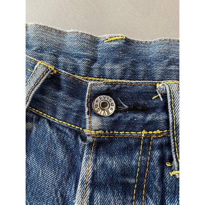 Evisu shorts denim yellow seagulls selvedge