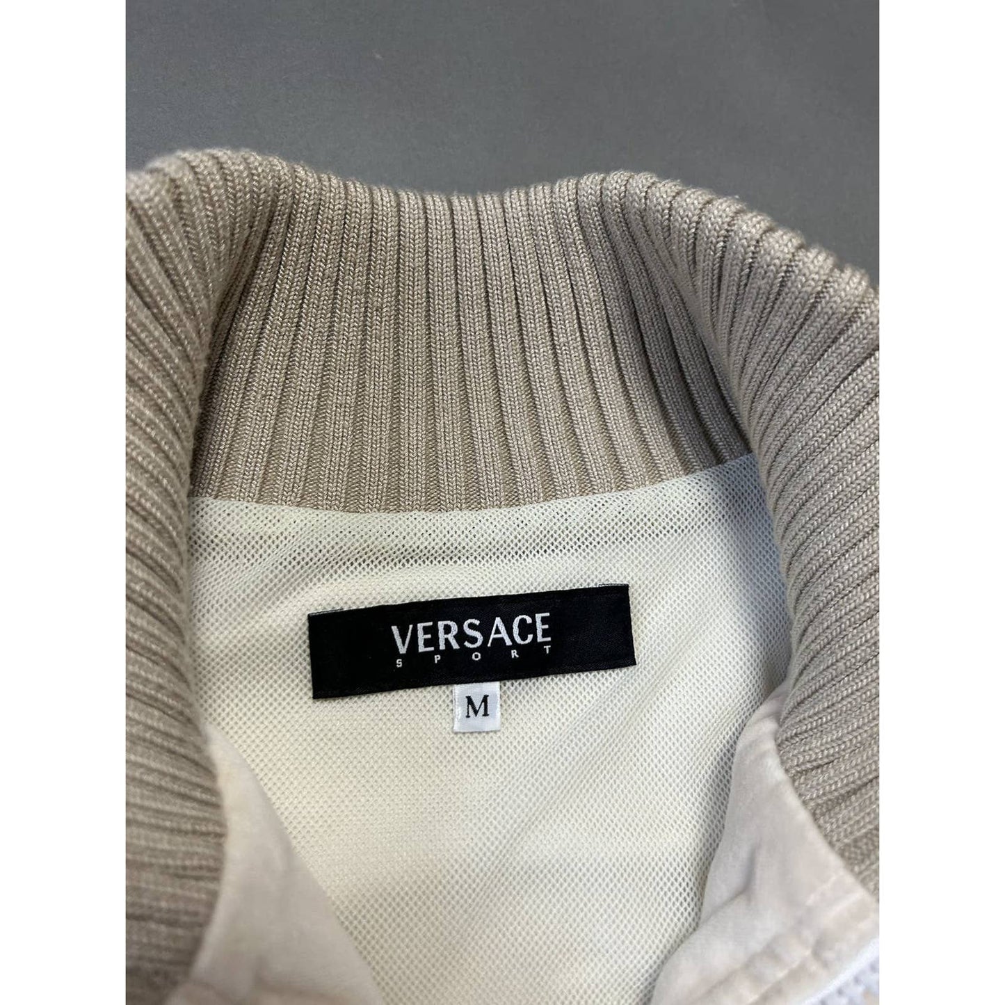 Versace Sport beige bomber jacket side stripe