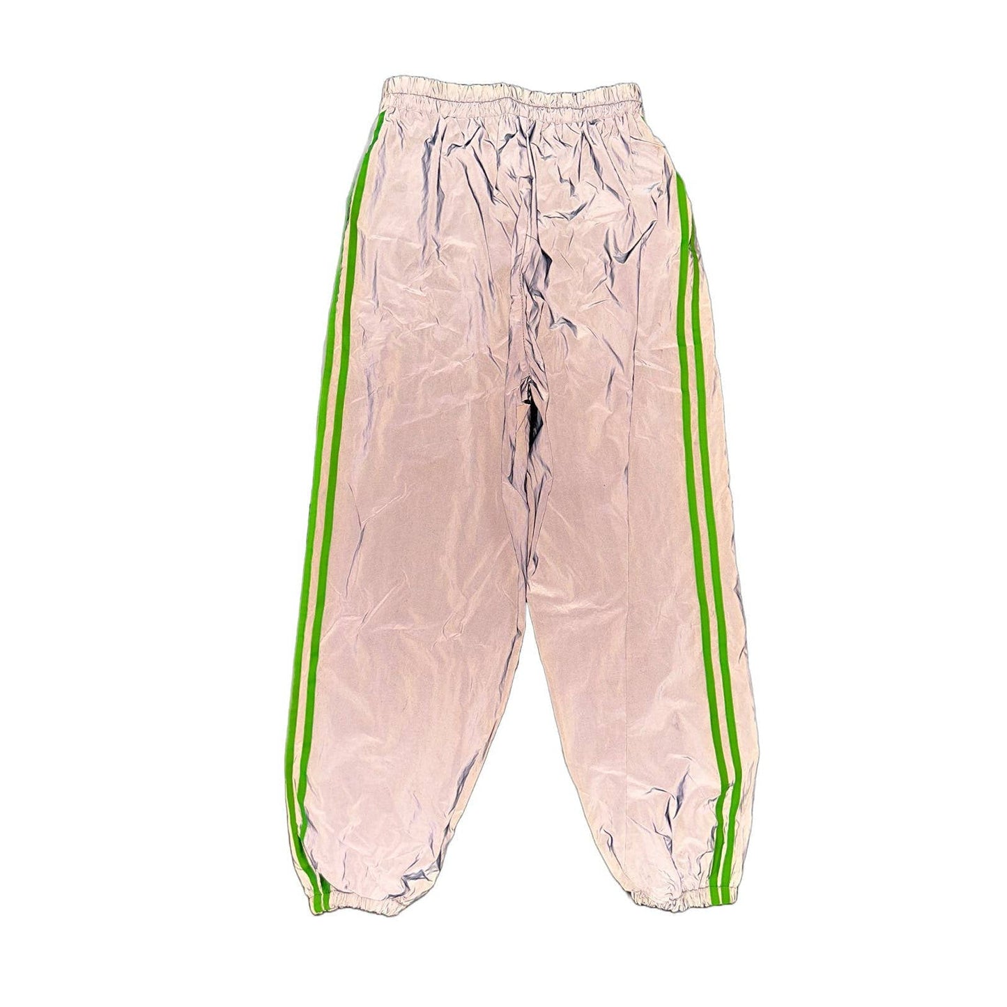 Reflective nylon track pants silver green