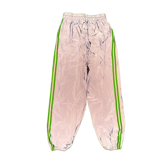 Reflective nylon track pants silver green