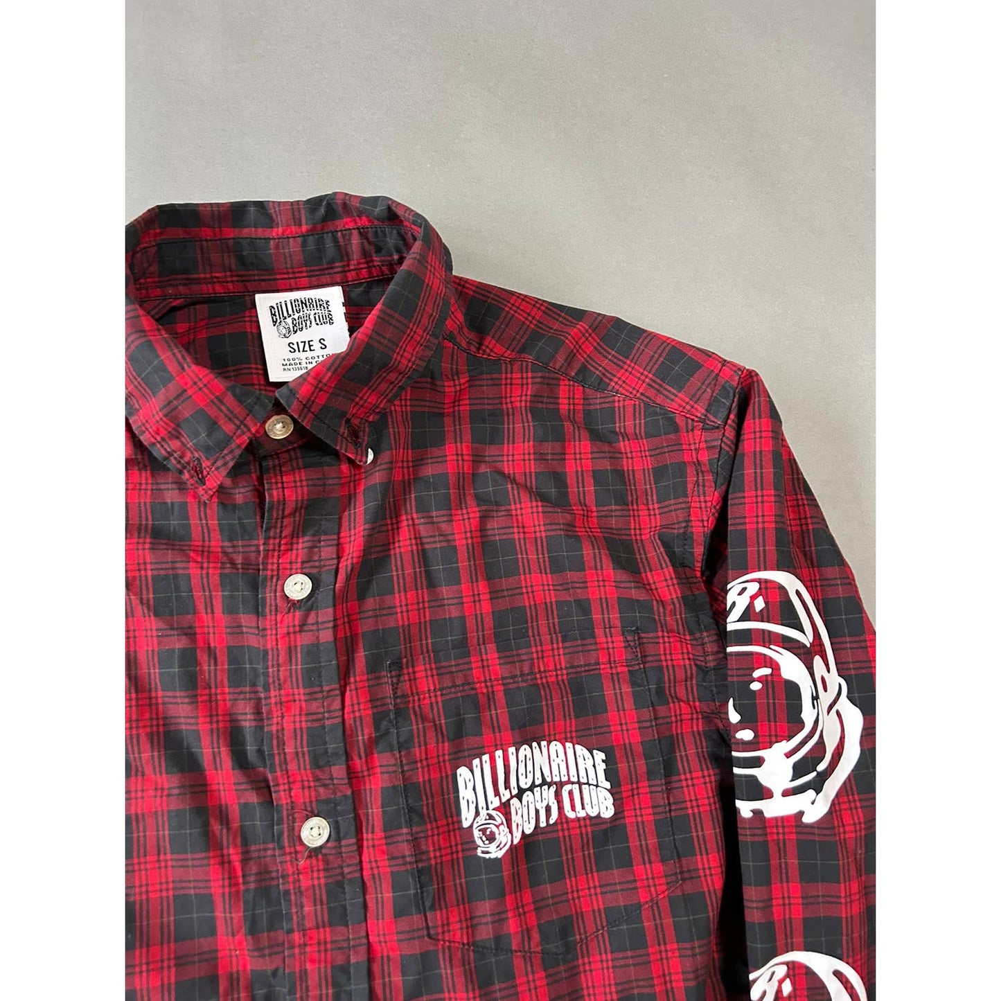 BBC shirt billionaire Boys Club tartan long sleeve red black