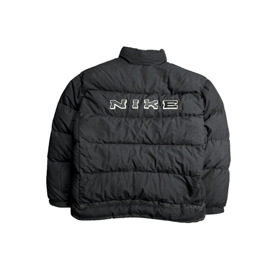 Nike black puffer jacket big logo reversible vintage 90s