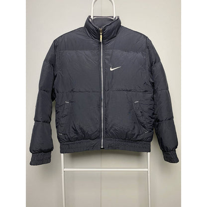 Nike vintage grey puffer jacket small swoosh logo 2000s