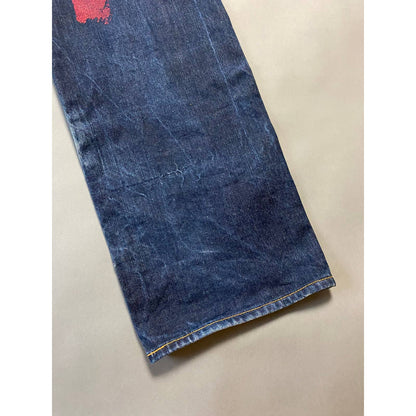 Evisu jeans red daicock big logo selvedge navy denim