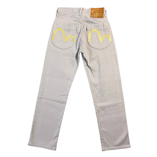 Evisu Fairway Genes vintage grey chino pants gold dots logo