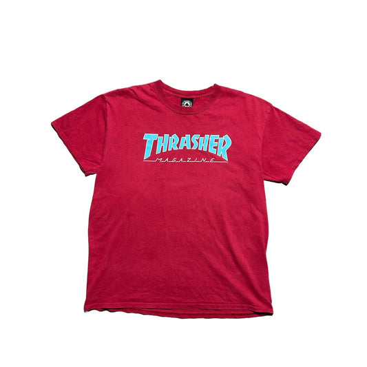 Thrasher tee red t-shirt blue big logo