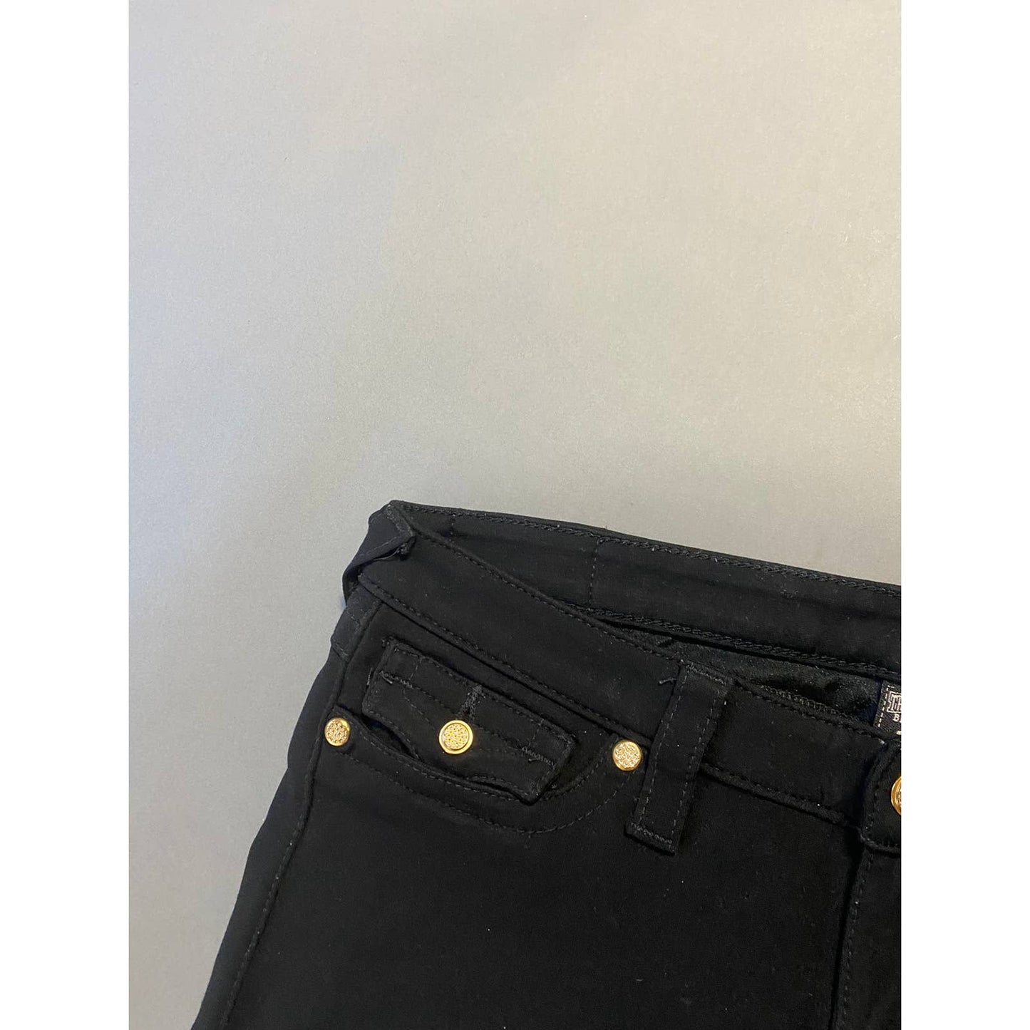 True Religion black gold pants Y2K stretchy slim