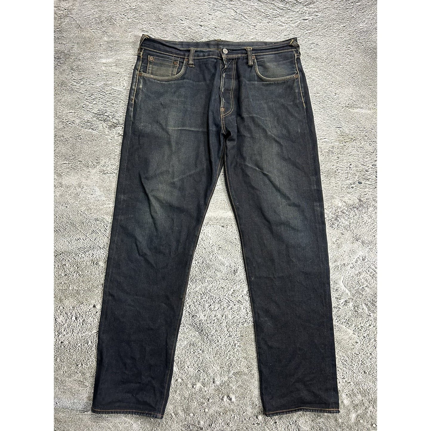 Evisu daicock big logo jeans green selvedge denim navy