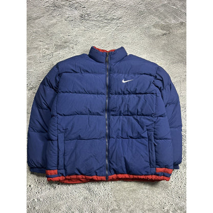 Nike navy puffer jacket big logo reversible vintage 90s red