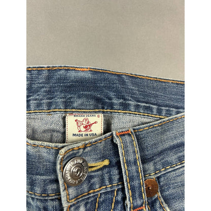 True Religion vintage blue jeans rainbow thick stitching Y2K