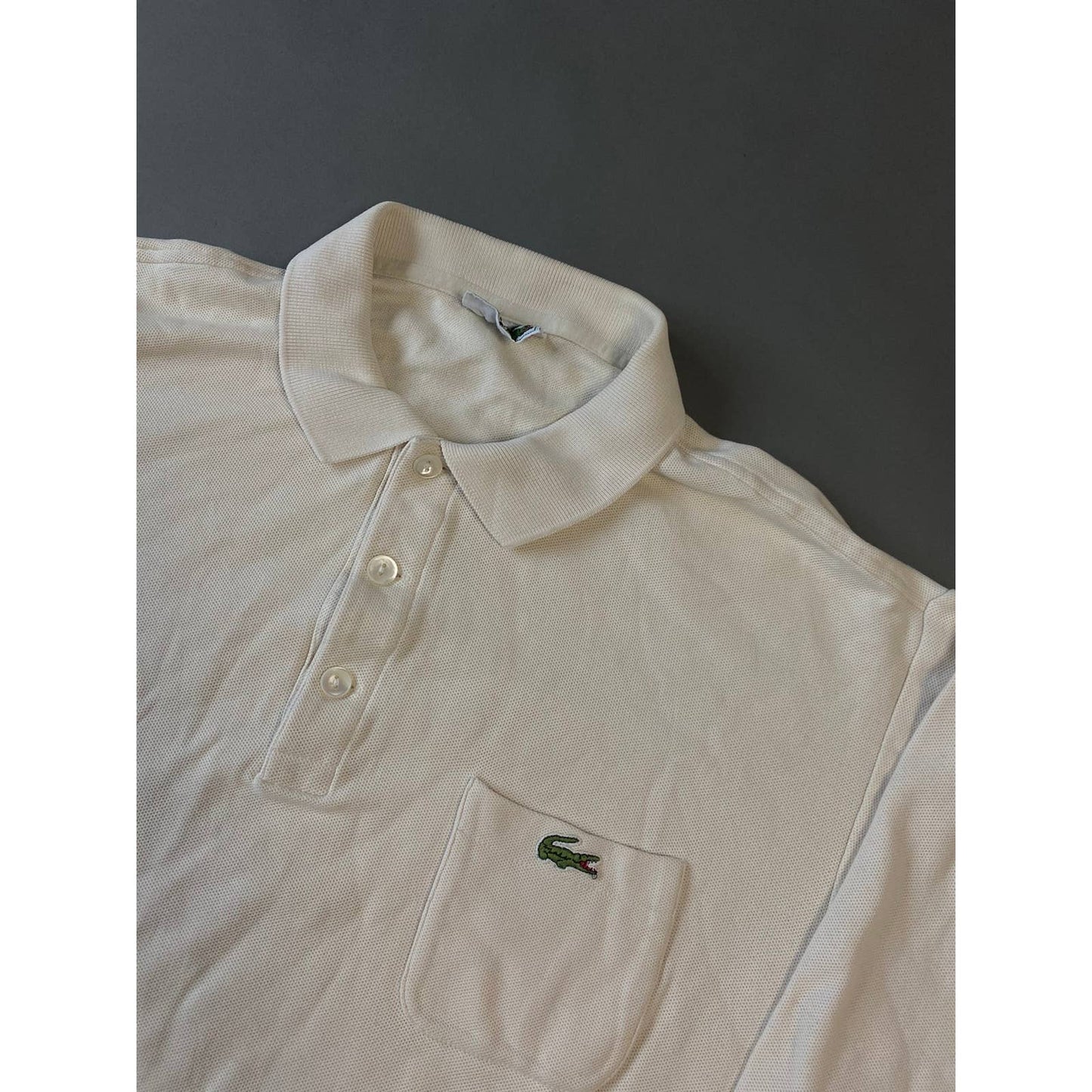 Lacoste vintage cream long sleeve polo t-shirt rugby