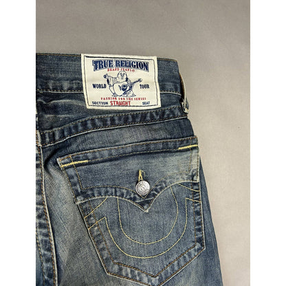 True Religion vintage navy jeans straight Y2K distressed