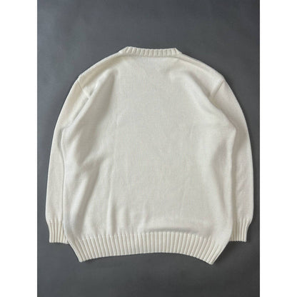 Prada sweater white big logo red tab vintage