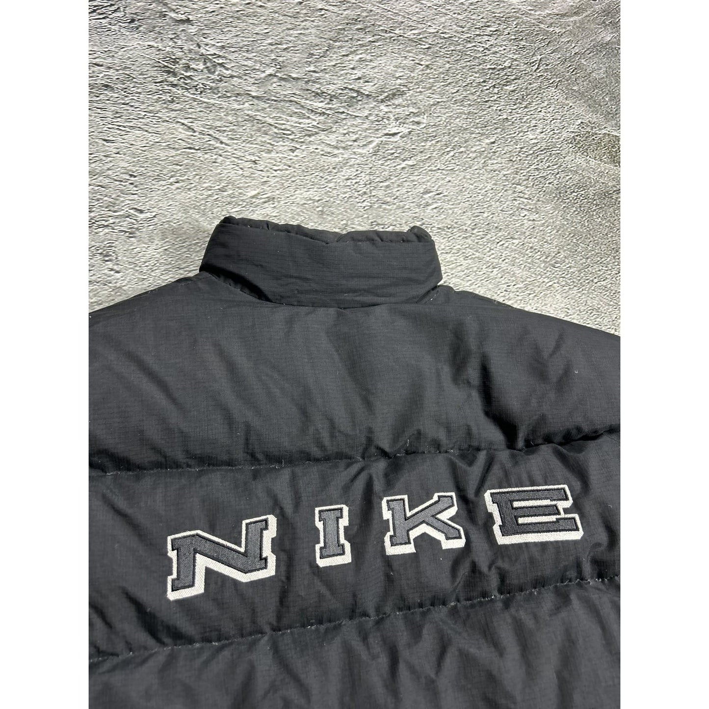 Nike black puffer jacket big logo reversible vintage 90s