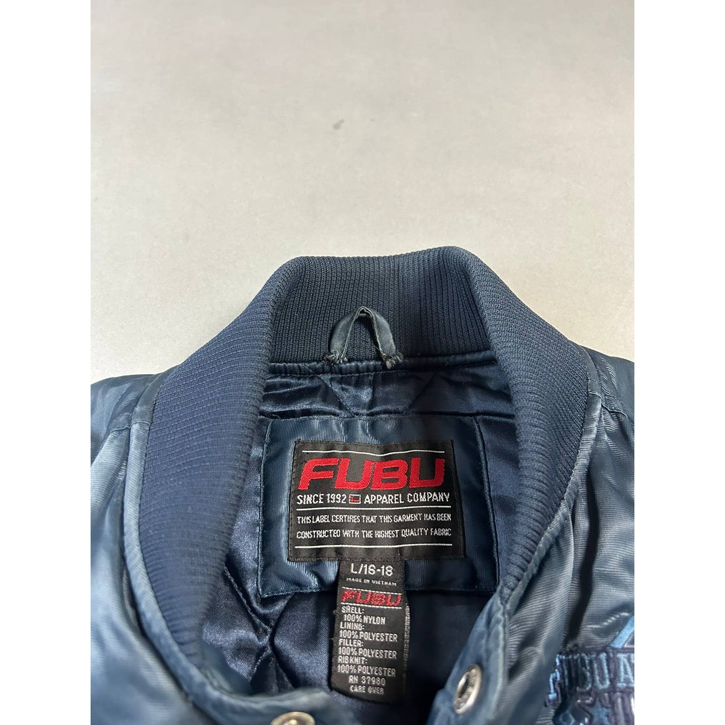 FuBu bomber jacket big logo vintage south side navy 05