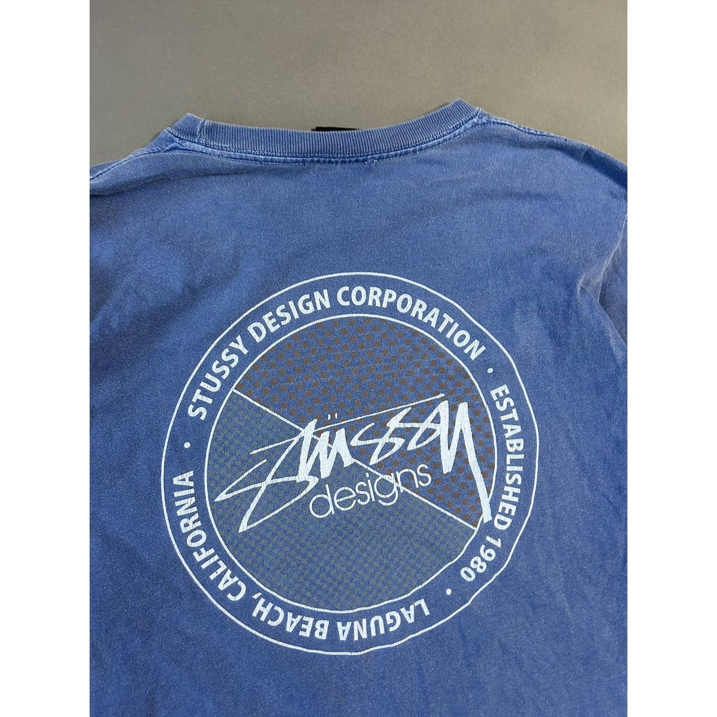 Stussy t-shirt big logo blue vintage long sleeve