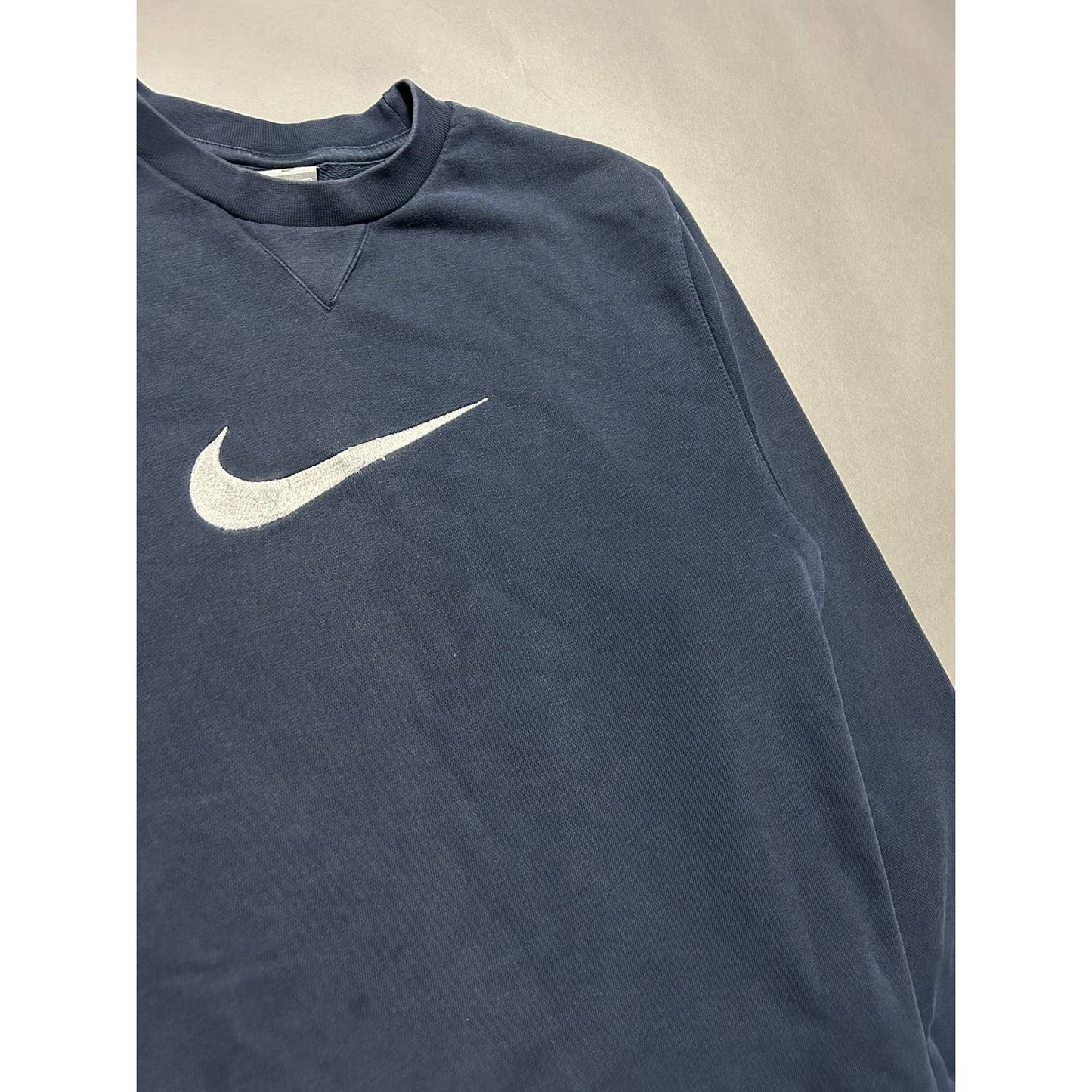 Nike sweatshirt big swoosh logo navy 2000s